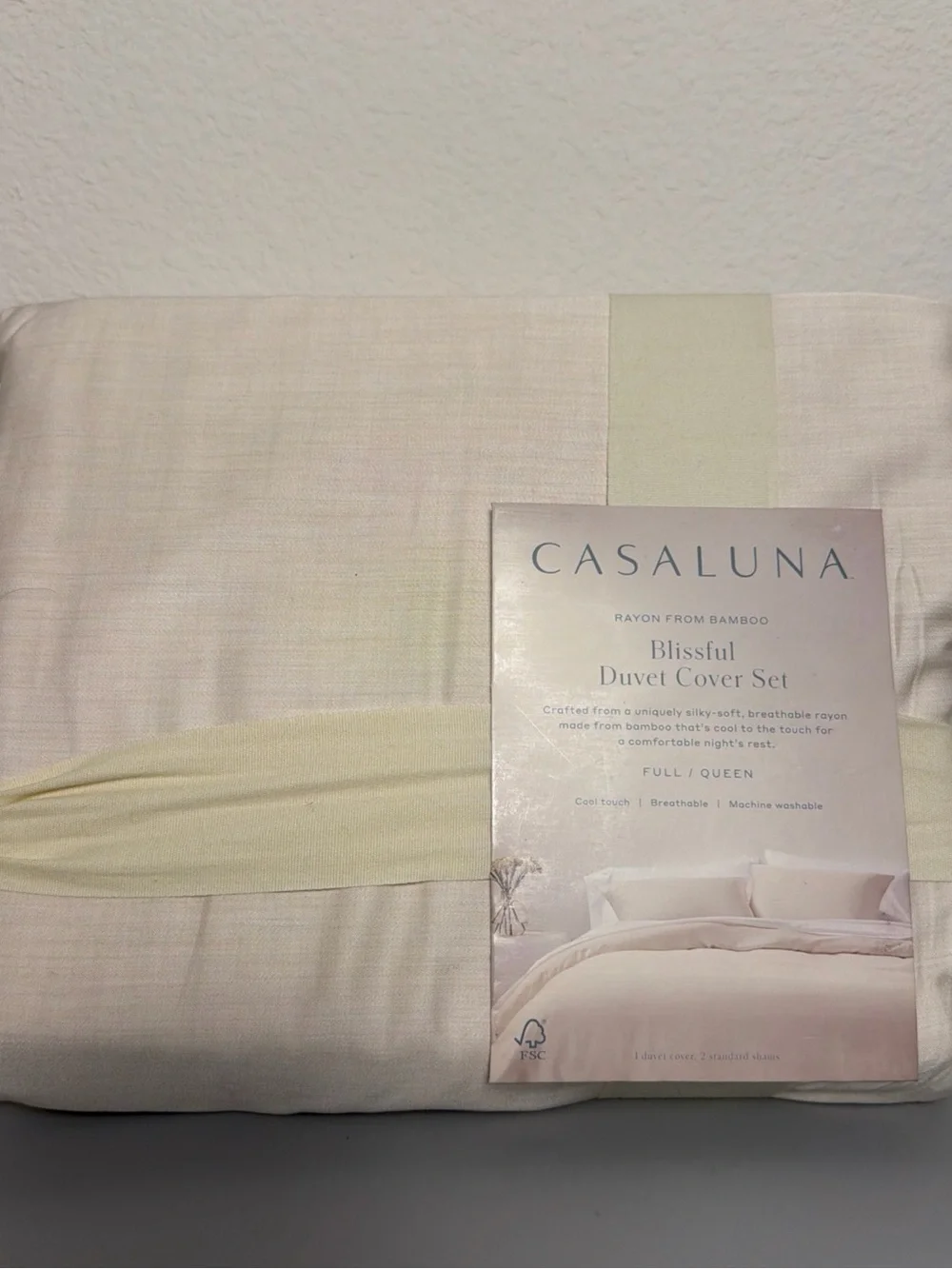 Full/Queen Rayon from Bamboo Duvet Set Natural - Casaluna new